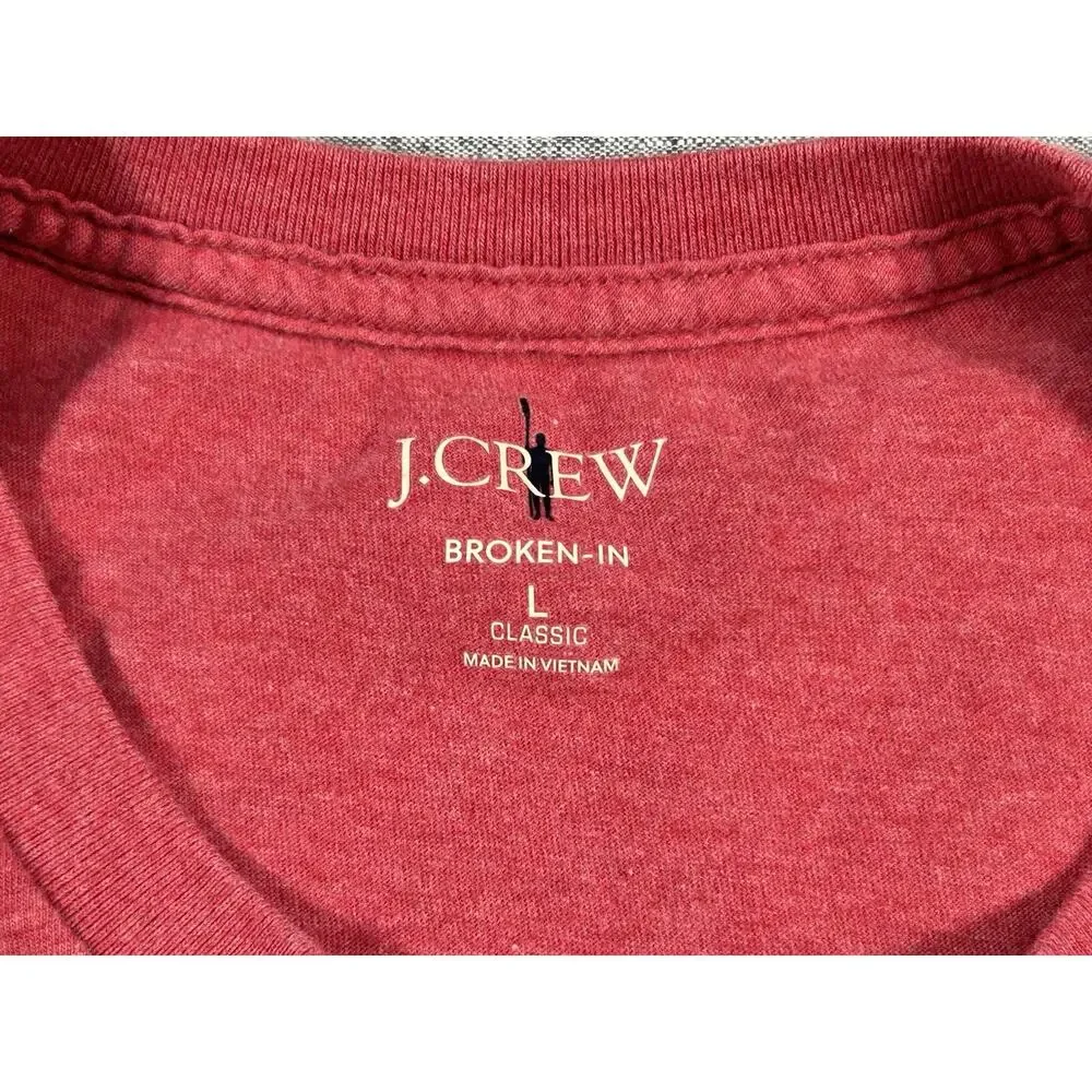 J Crew Oarsman Broken-In Shirt Mens Large Classic Fit Red Short Sleeve Cotton
